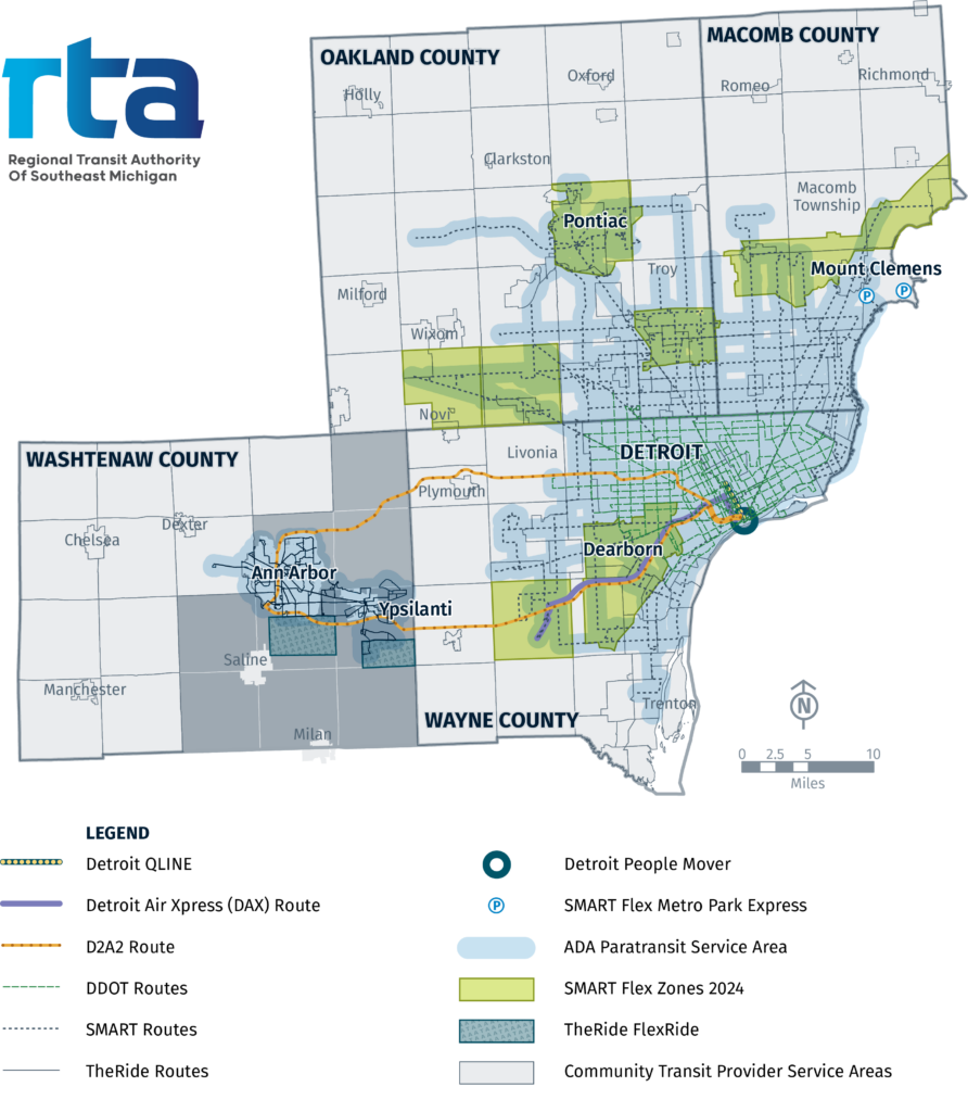 A map of Michigan's transportation routes