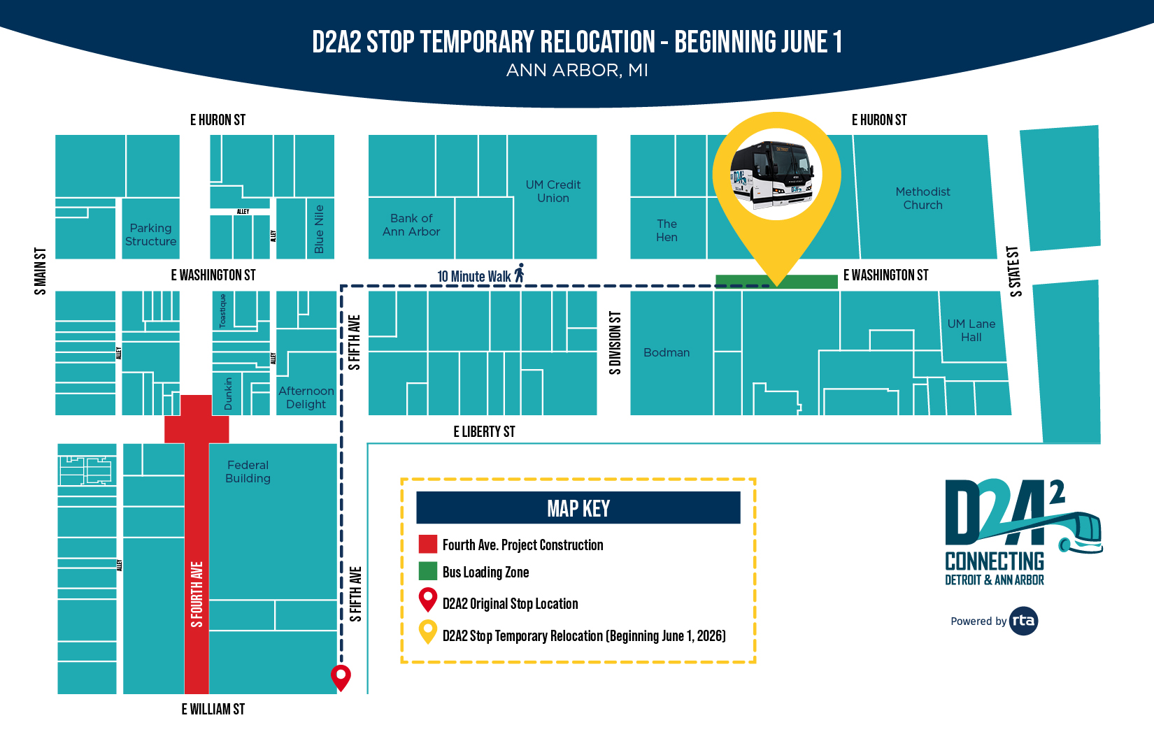 D2A2 Ann Arbor Stop Temporarily Moved